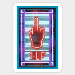 1-UP Middle Finger Neon Sign Sticker